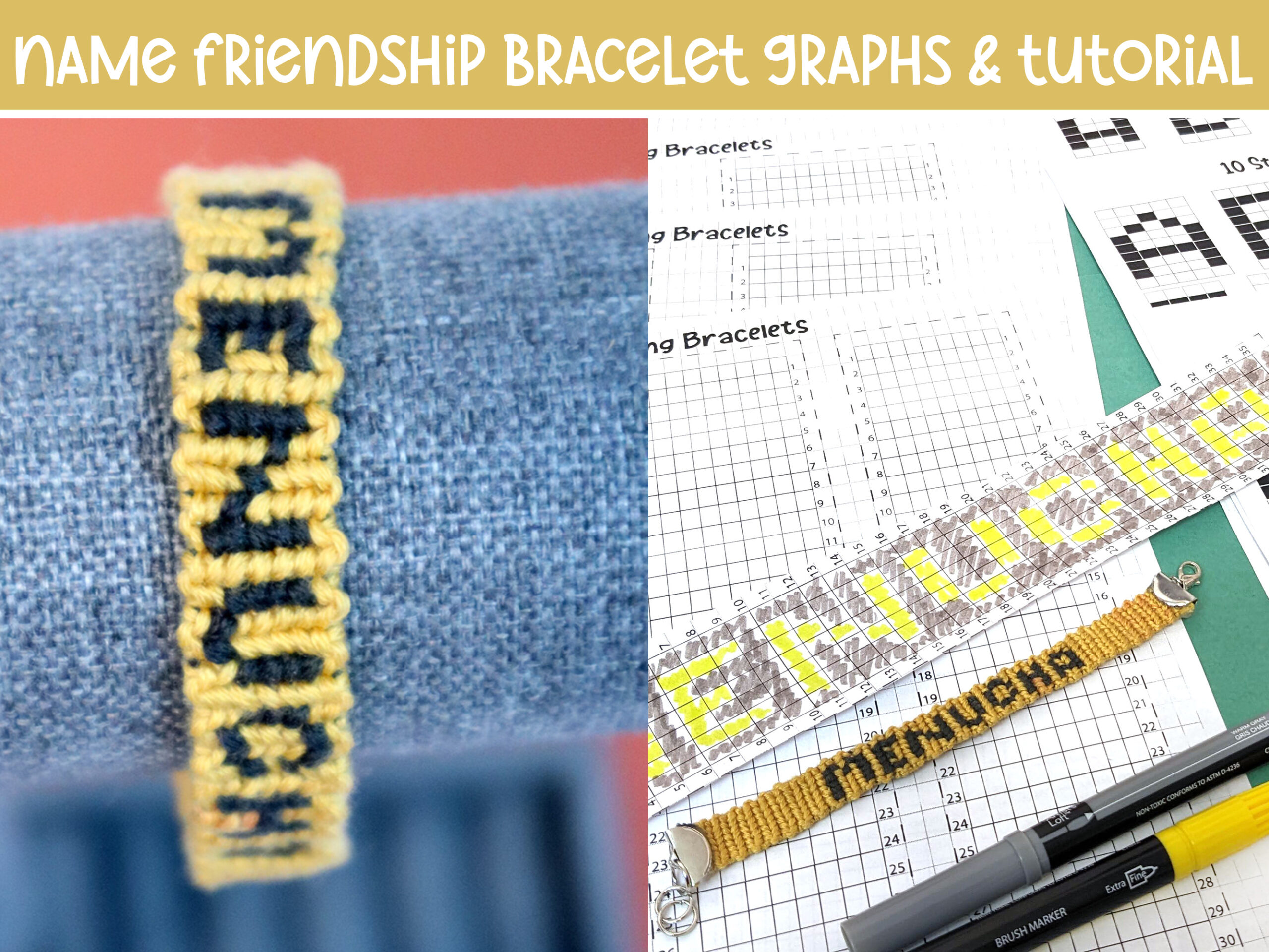 Name Friendship Bracelet Patterns- Alpha Bracelet Graphs – Shop Moms &  Crafters