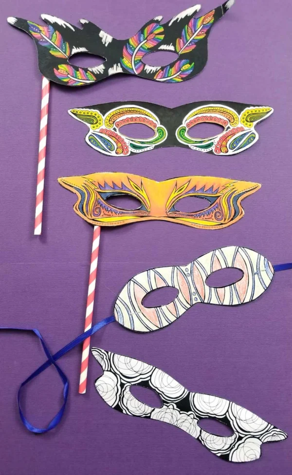 12 Printable Color-in Masquerade Masks for Kids & Adults - Image 5