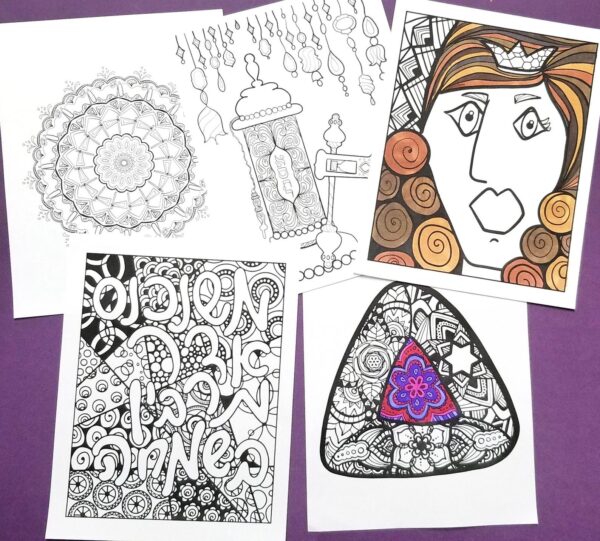 Purim Coloring Pages for Adults / PDF - Image 3