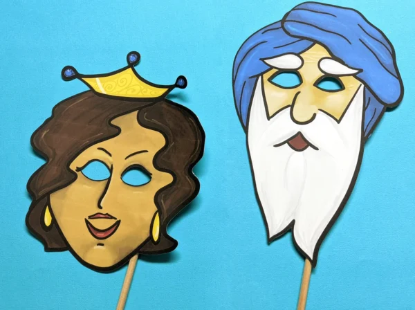 9 Printable PURIM Masks FULL COLOR - Purim Story Characters