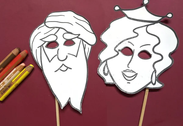 9 Color-in PURIM Masks and Coloring Pages