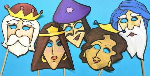 9 Printable PURIM Masks FULL COLOR - Purim Story Characters - Image 7