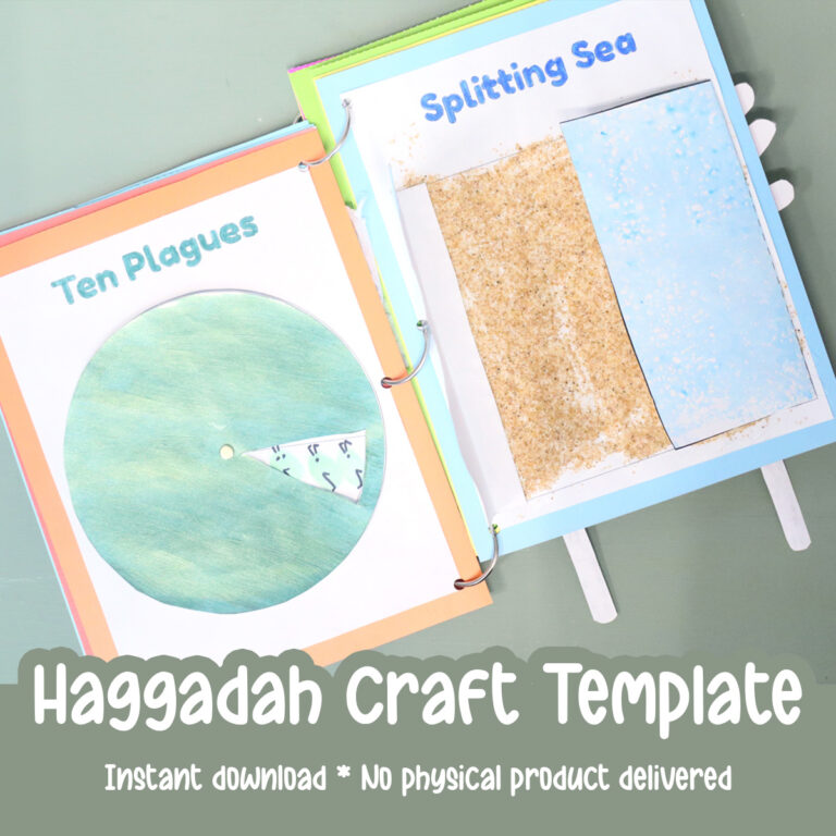Interactive Passover Haggadah Craft Template for Preschool in Hebrew & English