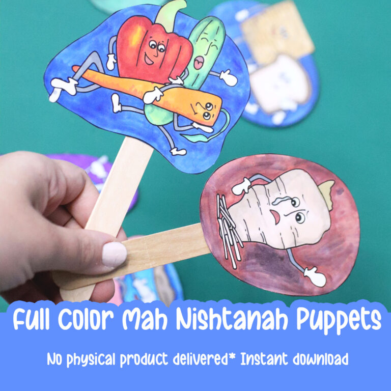 Passover Mah Nishtanah Puppets – FULL COLOR Pesach Craft and teaching tool