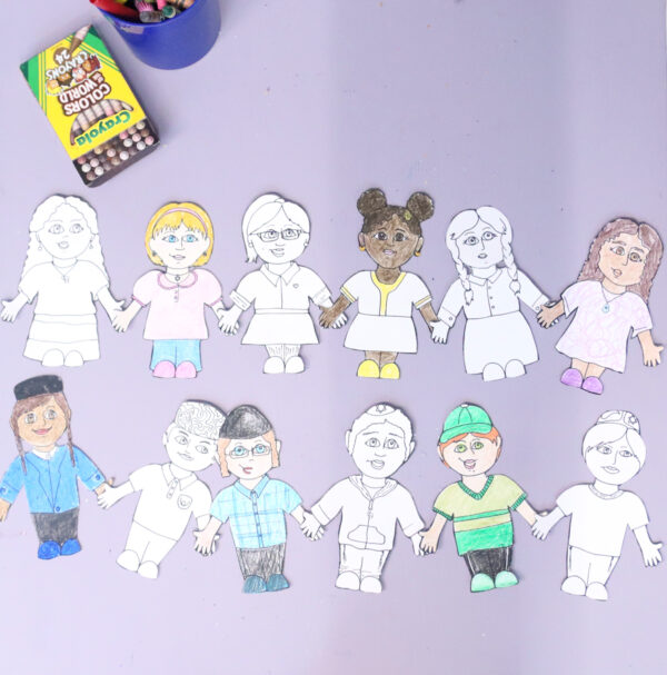 Jewish Diversity Puppets Coloring Pages |  Achdut Unity Activity & Paper Craft - Image 15