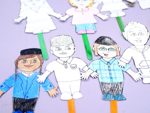 Jewish Diversity Puppets Coloring Pages |  Achdut Unity Activity & Paper Craft - Image 13