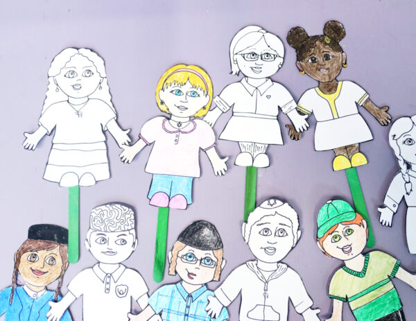 Jewish Diversity Puppets Coloring Pages |  Achdut Unity Activity & Paper Craft - Image 10