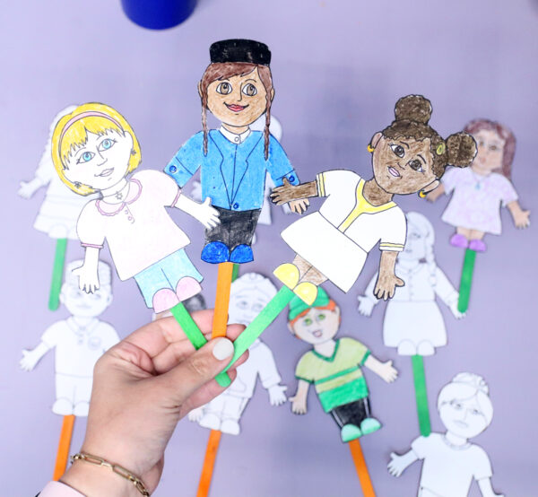 Jewish Diversity Puppets Coloring Pages |  Achdut Unity Activity & Paper Craft - Image 9
