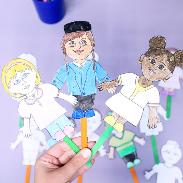 Jewish Diversity Puppets Coloring Pages |  Achdut Unity Activity & Paper Craft - Image 8