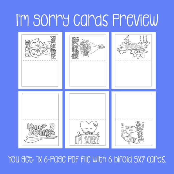 I'm Sorry Cards for Kids | Color & Craft Apology Cards for Rosh Hashanah, Yom Kippur - Image 2