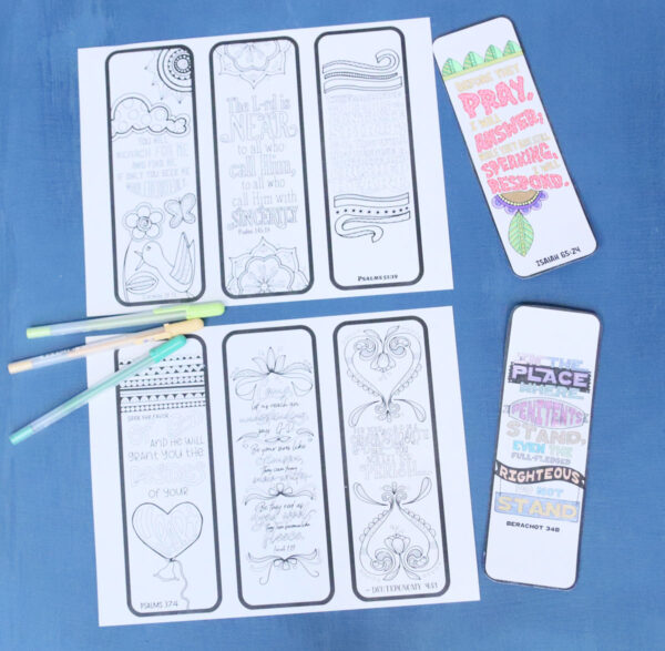 Printable Prayer Bookmarks | Psalms and Bible Quote Adult Coloring Pages | Jewish High Holidays Crafts (Rosh Hashanah, Yom Kippur) - Image 11