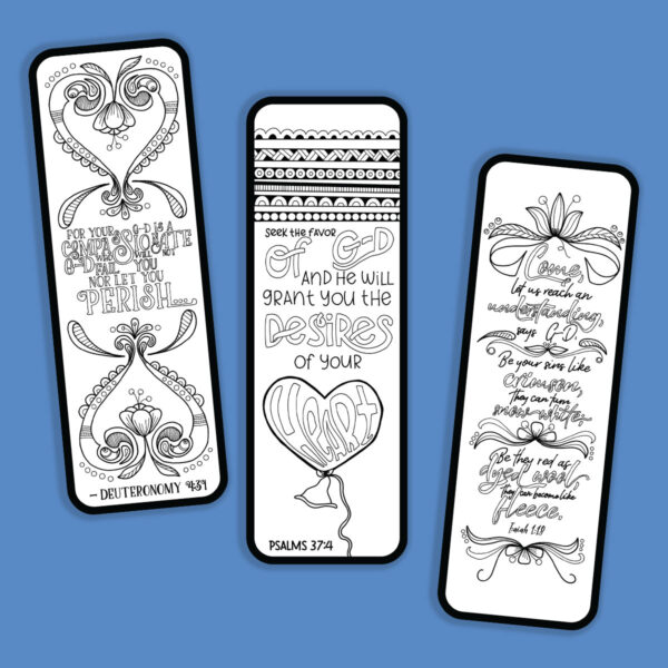 Printable Prayer Bookmarks | Psalms and Bible Quote Adult Coloring Pages | Jewish High Holidays Crafts (Rosh Hashanah, Yom Kippur) - Image 5