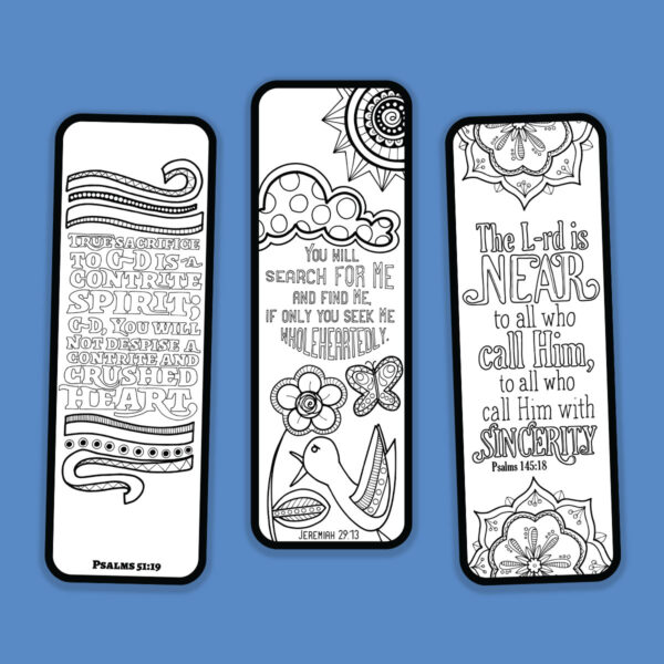 Printable Prayer Bookmarks | Psalms and Bible Quote Adult Coloring Pages | Jewish High Holidays Crafts (Rosh Hashanah, Yom Kippur) - Image 4