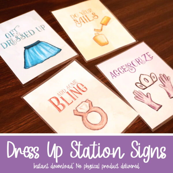 Dress Up Station Signs | Princess Dress Up Birthday Party Decor