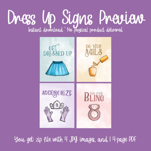 Dress Up Station Signs | Princess Dress Up Birthday Party Decor - Image 2