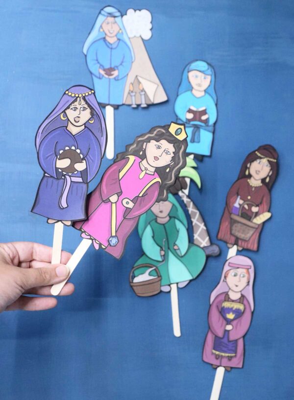 FULL COLOR 7 Neviot Prophetesses Puppets for Kids | Preschool and Kids Bible Tanach Toys - Image 3