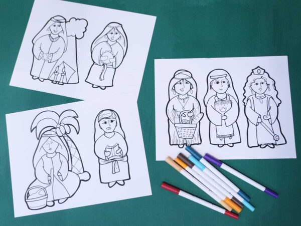 COLOR-IN 7 Neviot Prophetesses Puppets for Kids | Preschool and Kids Bible Tanach Crafts - Image 3
