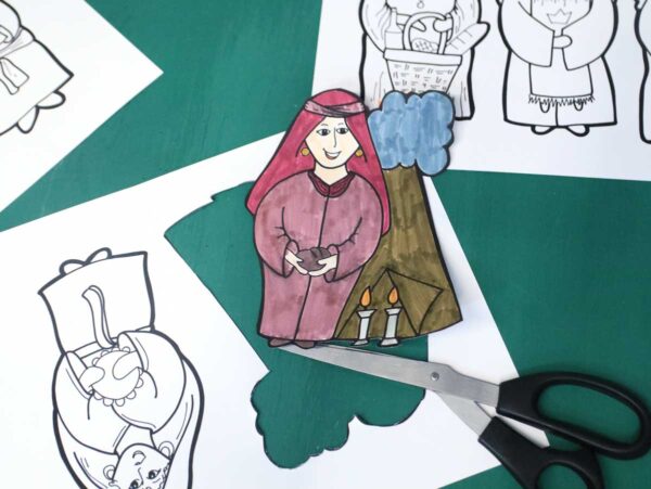 COLOR-IN 7 Neviot Prophetesses Puppets for Kids | Preschool and Kids Bible Tanach Crafts - Image 5