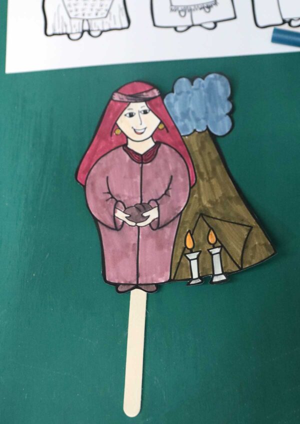 COLOR-IN 7 Neviot Prophetesses Puppets for Kids | Preschool and Kids Bible Tanach Crafts - Image 7