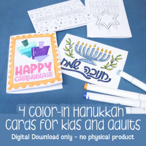 Printable Color-in Hanukkah Cards for Kids and Adults