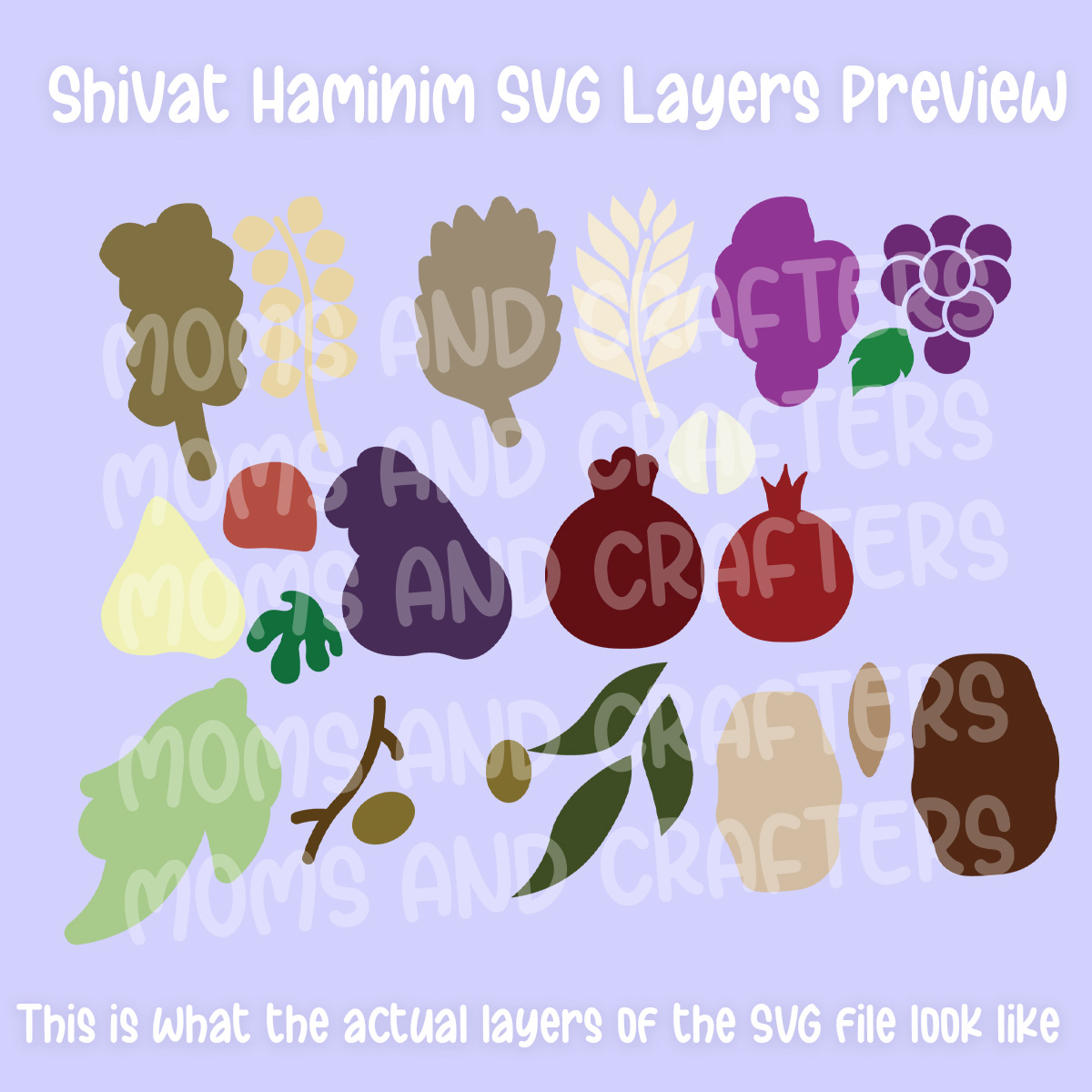 Felt Shivat Haminim 7 Species of Israel Craft Template - SVG & PDF - Image 3