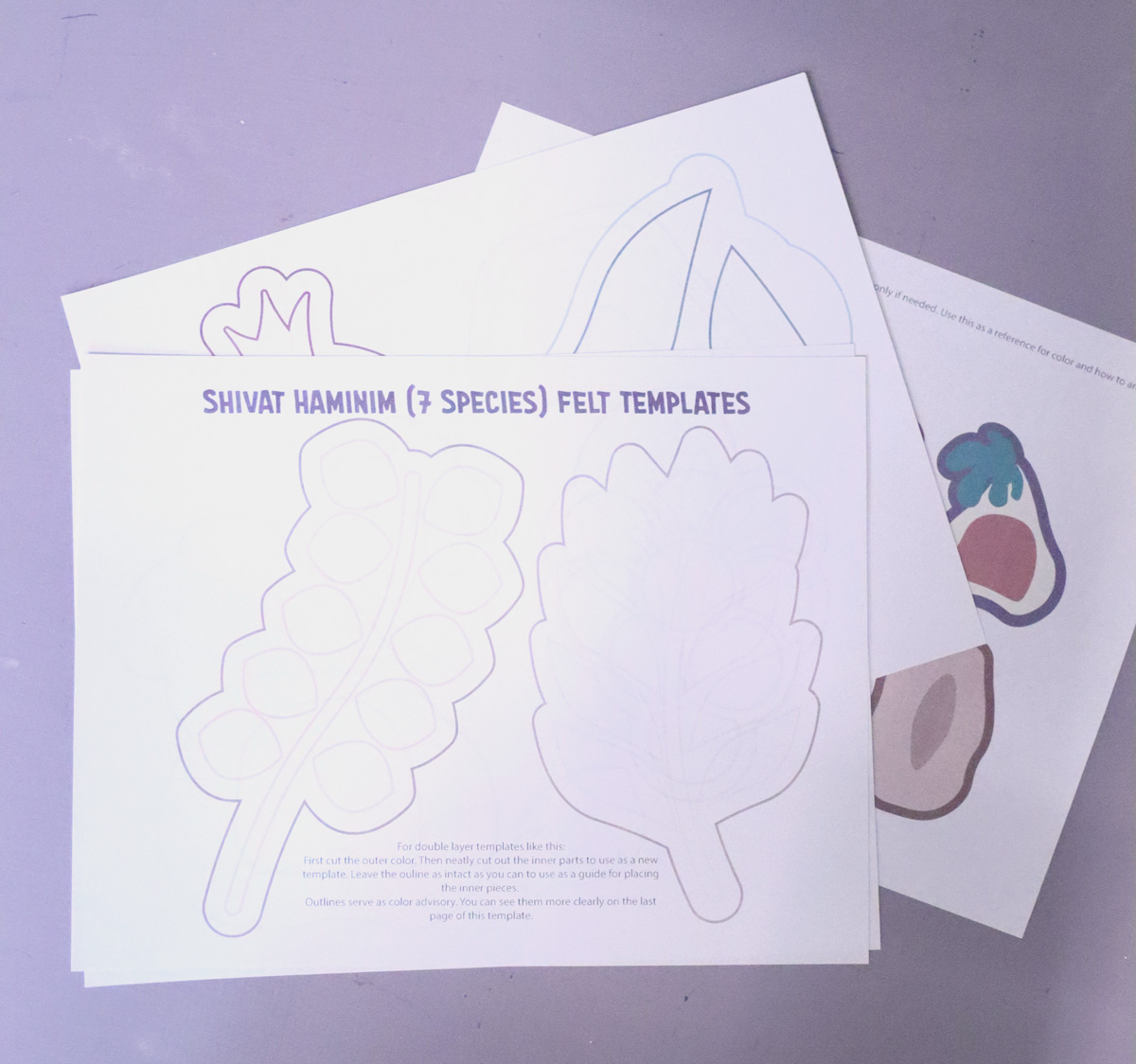 Felt Shivat Haminim 7 Species of Israel Craft Template - SVG & PDF - Image 5