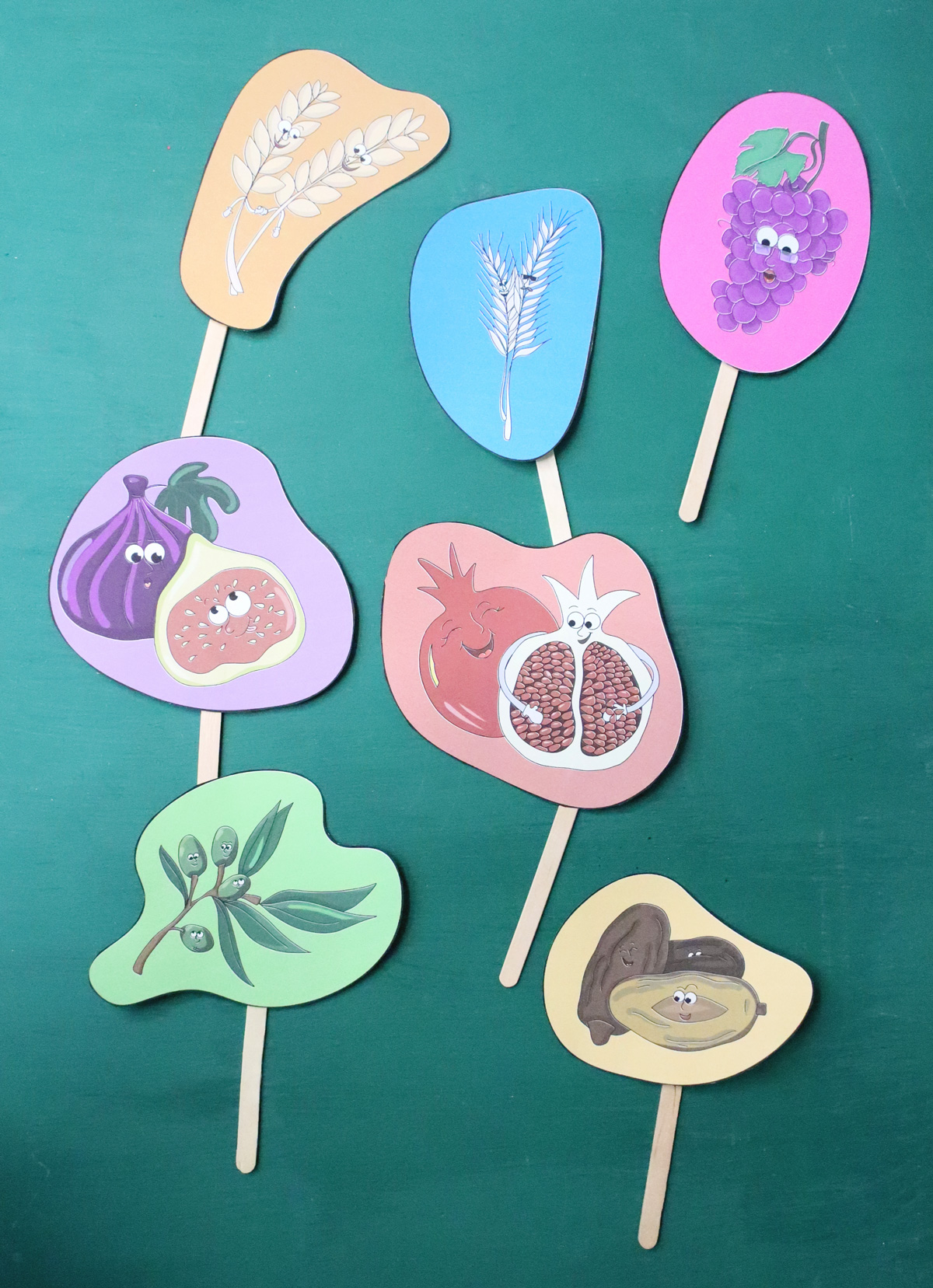 FULL COLOR 7 Species of Israel Craft - Shivat Haminim Printable Puppets - Image 10