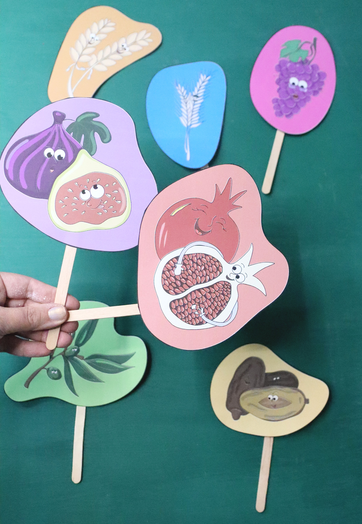 FULL COLOR 7 Species of Israel Craft - Shivat Haminim Printable Puppets - Image 11