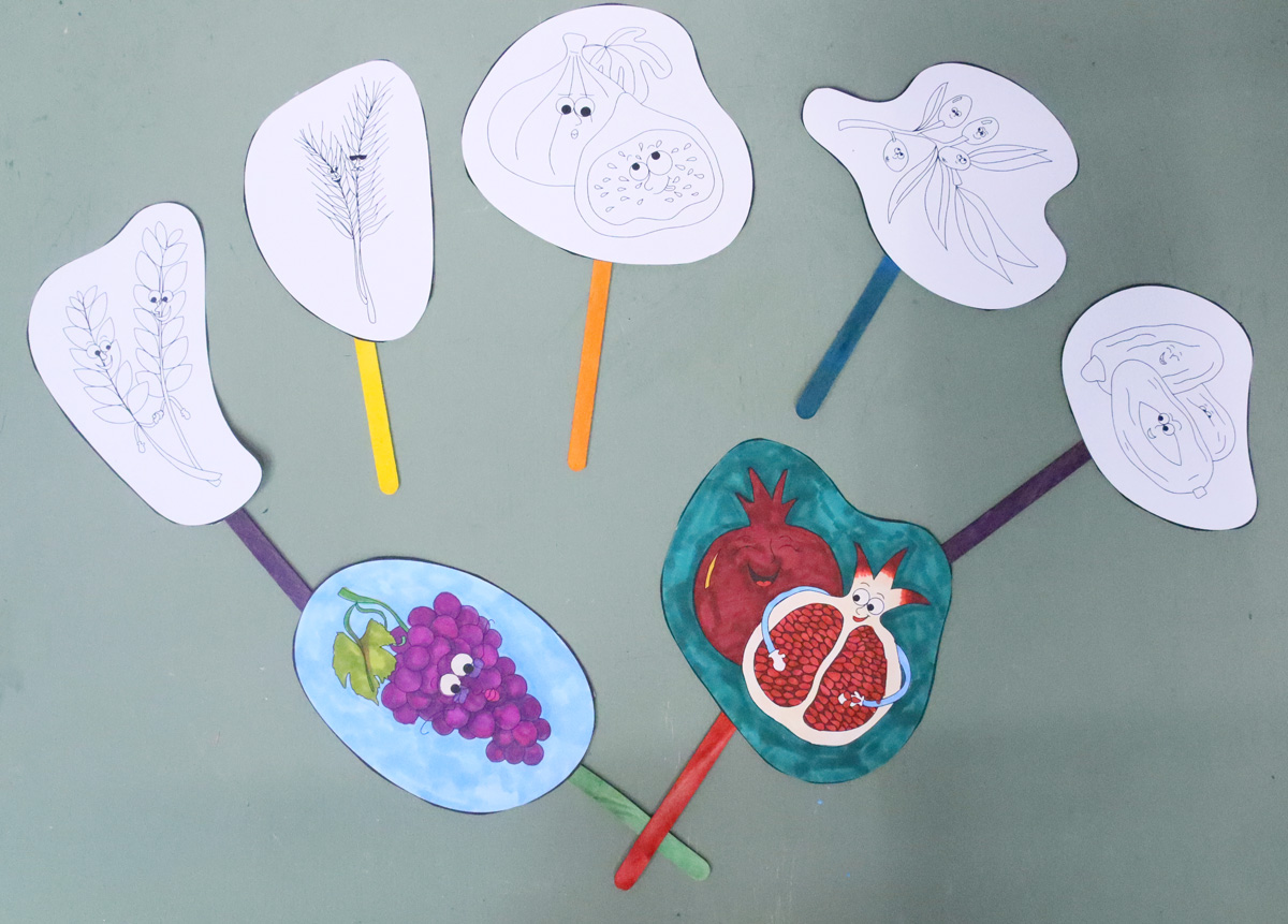 7 Species of Israel Craft - Shivat Haminim Color in Puppets PDF - Kids' Craft and Coloring Page for Tu B'shvat - Image 10