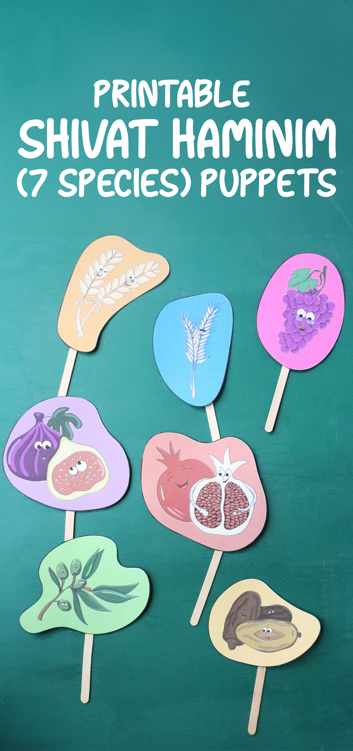 FULL COLOR 7 Species of Israel Craft - Shivat Haminim Printable Puppets - Image 13