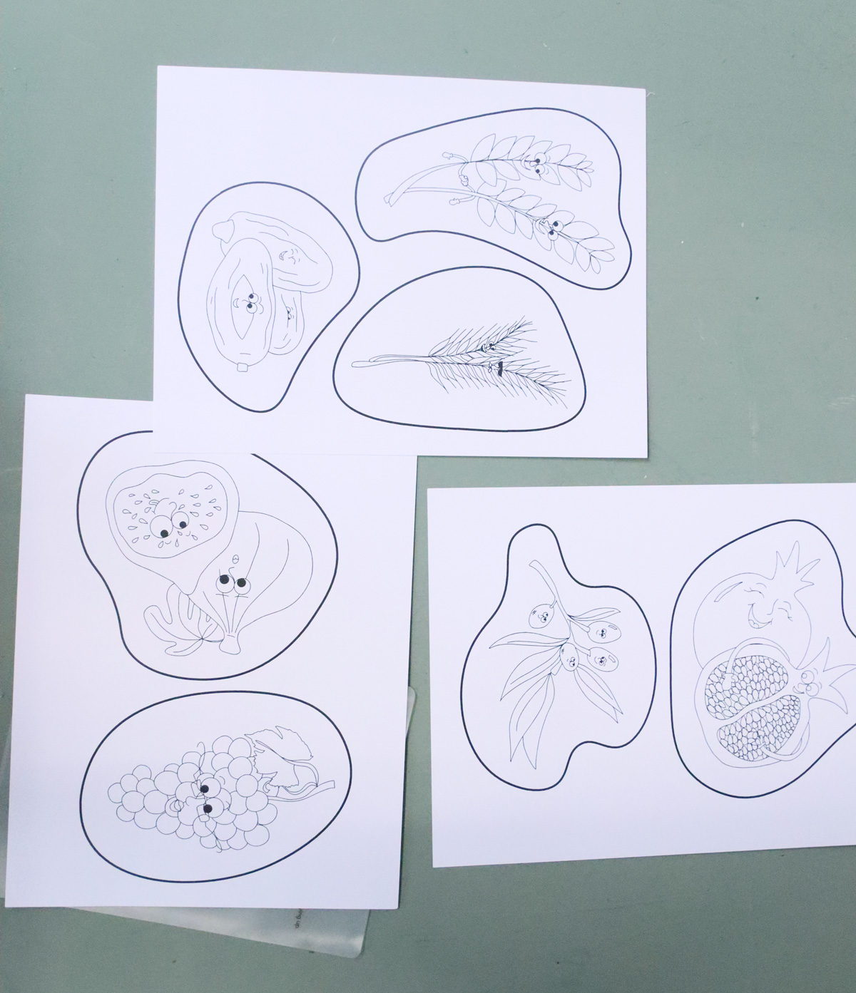 7 Species of Israel Craft - Shivat Haminim Color in Puppets PDF - Kids' Craft and Coloring Page for Tu B'shvat - Image 3