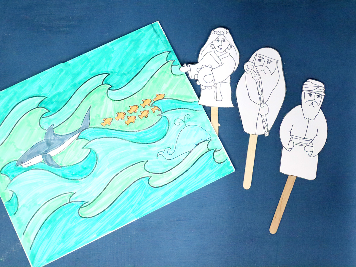 Splitting of The Sea Craft for Parshat Beshalach or Passover | Coloring Page Diorama & Puppets - Image 13