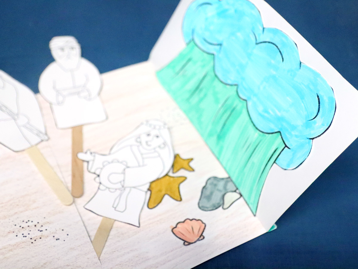 Splitting of The Sea Craft for Parshat Beshalach or Passover | Coloring Page Diorama & Puppets - Image 14