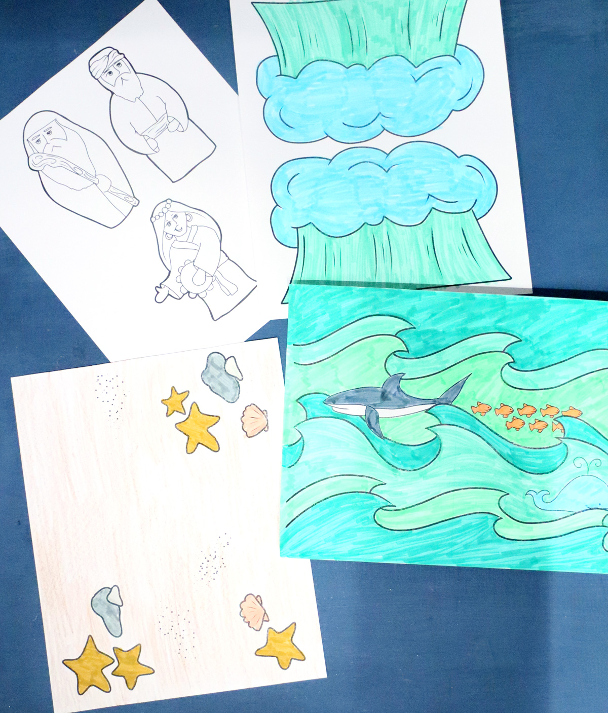 Splitting of The Sea Craft for Parshat Beshalach or Passover | Coloring Page Diorama & Puppets - Image 6