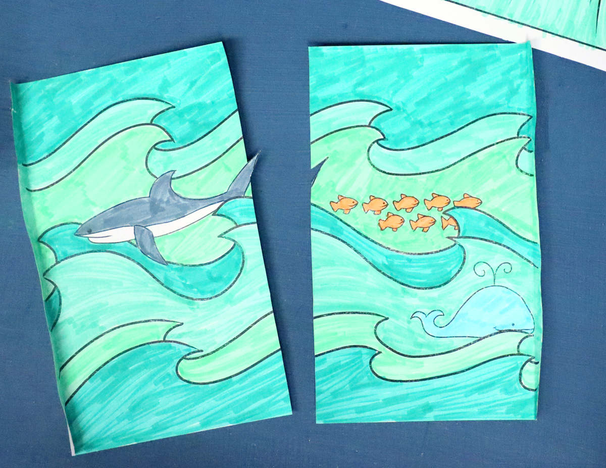 Splitting of The Sea Craft for Parshat Beshalach or Passover | Coloring Page Diorama & Puppets - Image 7