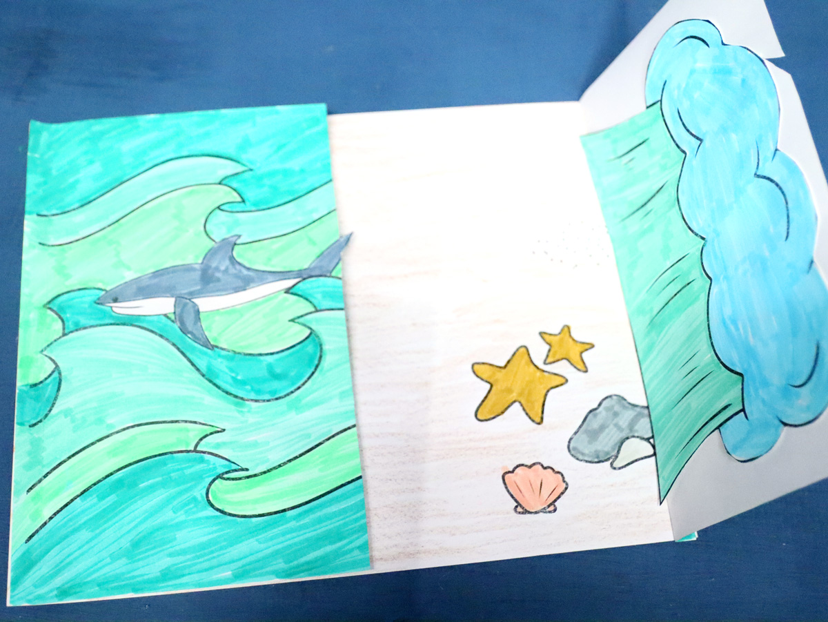 Splitting of The Sea Craft for Parshat Beshalach or Passover | Coloring Page Diorama & Puppets - Image 9