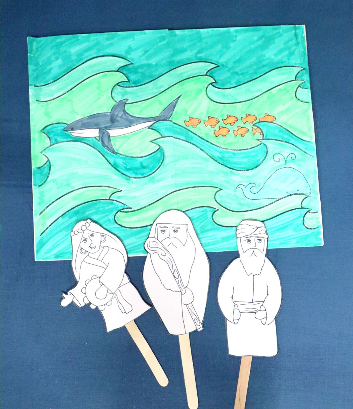 Splitting of The Sea Craft for Parshat Beshalach or Passover | Coloring Page Diorama & Puppets - Image 3