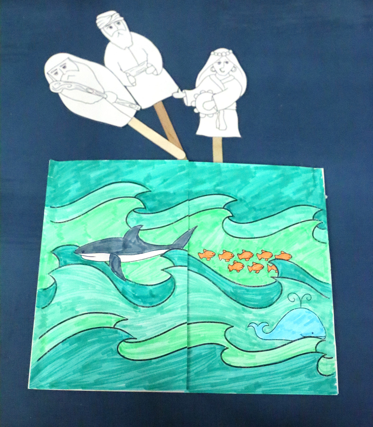 Splitting of The Sea Craft for Parshat Beshalach or Passover | Coloring Page Diorama & Puppets - Image 12
