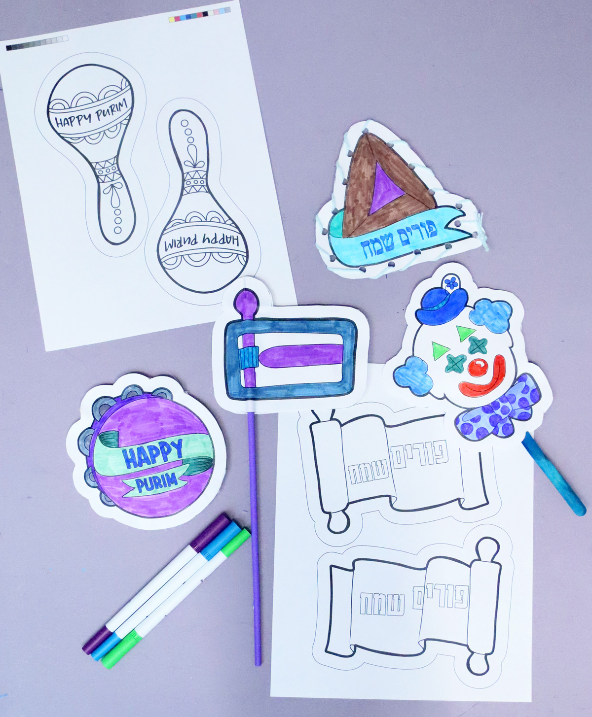 8 Purim Paper Graggers Craft Template - Coloring Pages and Crafts - Image 16