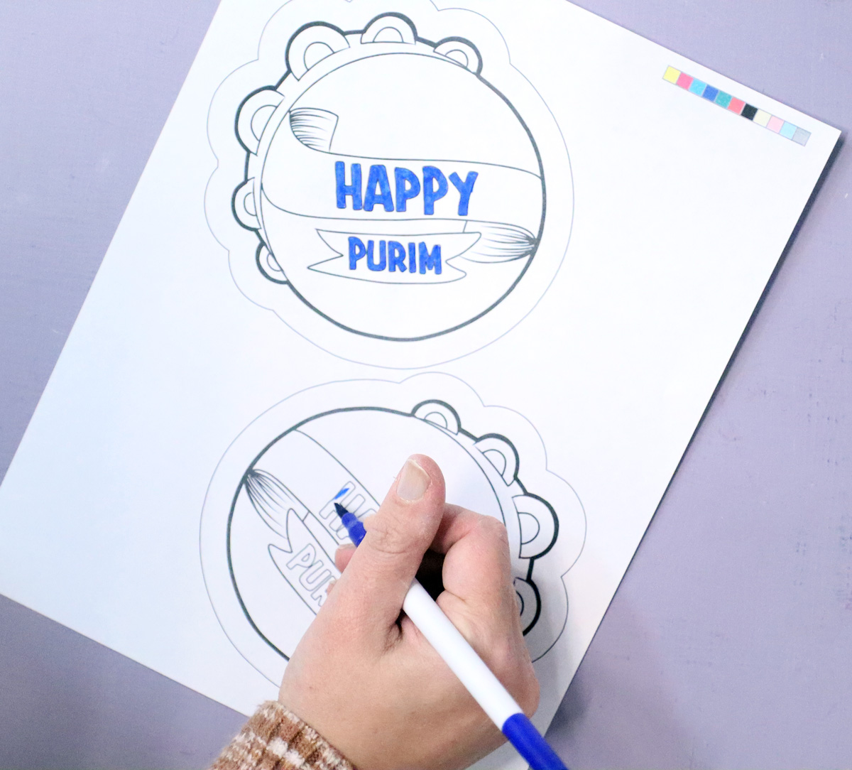 8 Purim Paper Graggers Craft Template - Coloring Pages and Crafts - Image 4