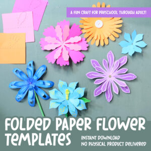 Paper Flower Folding Templates - Floral Snowflake Craft for Kids